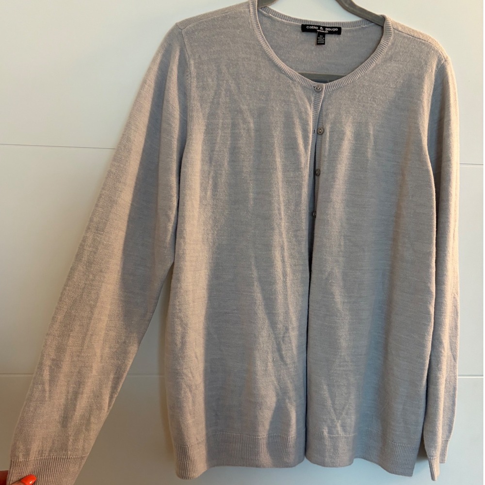 Cable & Gauge Woman Grey Button Front Cardigan Plus Size 0X Soft Office Layer
